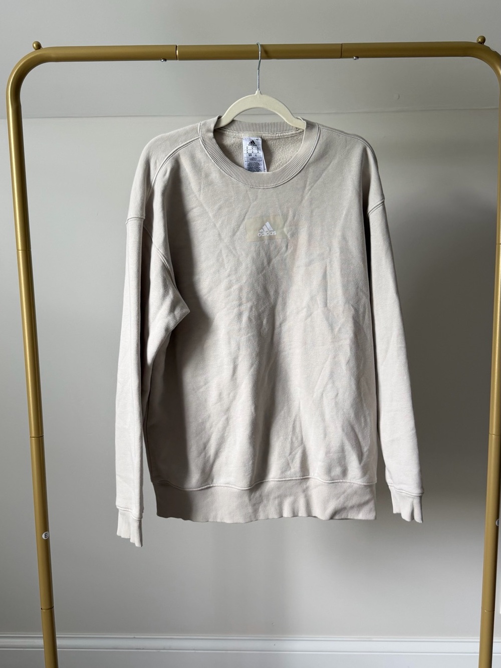 adidas Light Beige Crewneck Sweatshirt with Subtle Logo